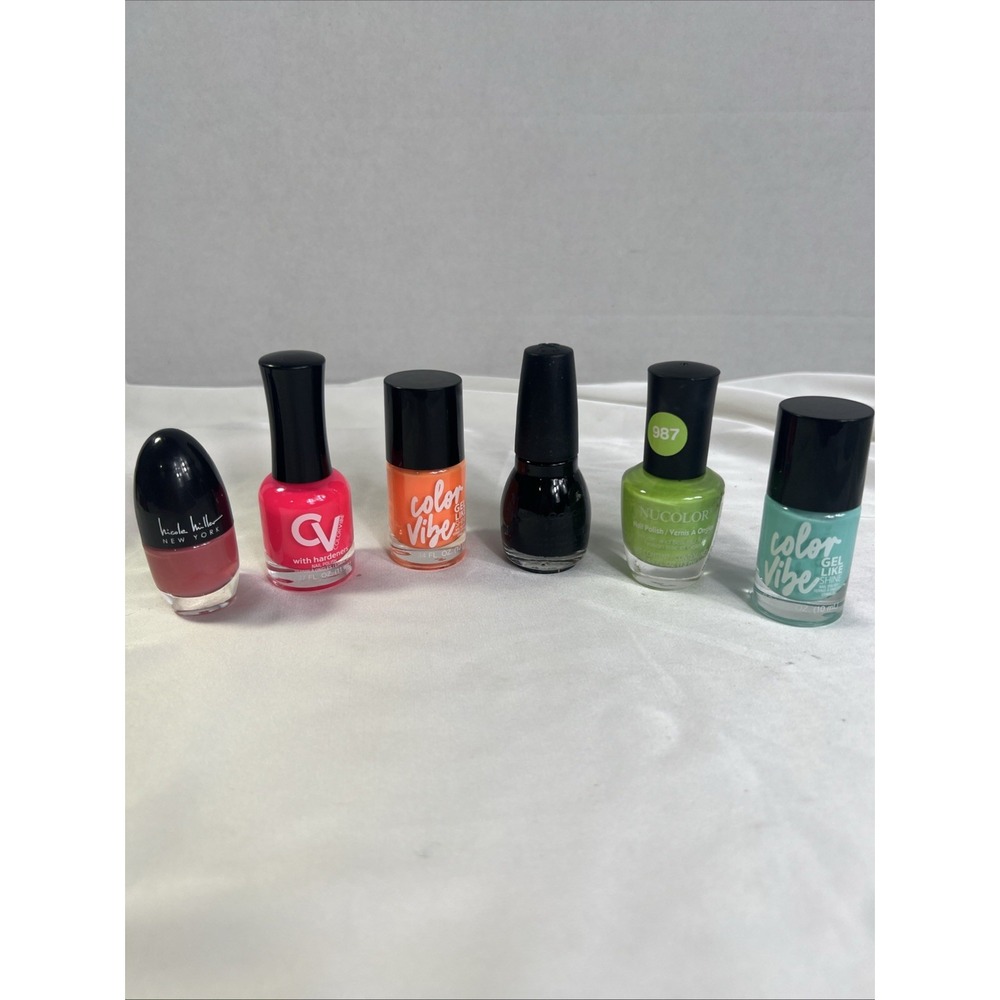 Assorted Nail Polish Lot 6 CV, Nichole Miller, Color Vibe, Nucolor, Sinful Color